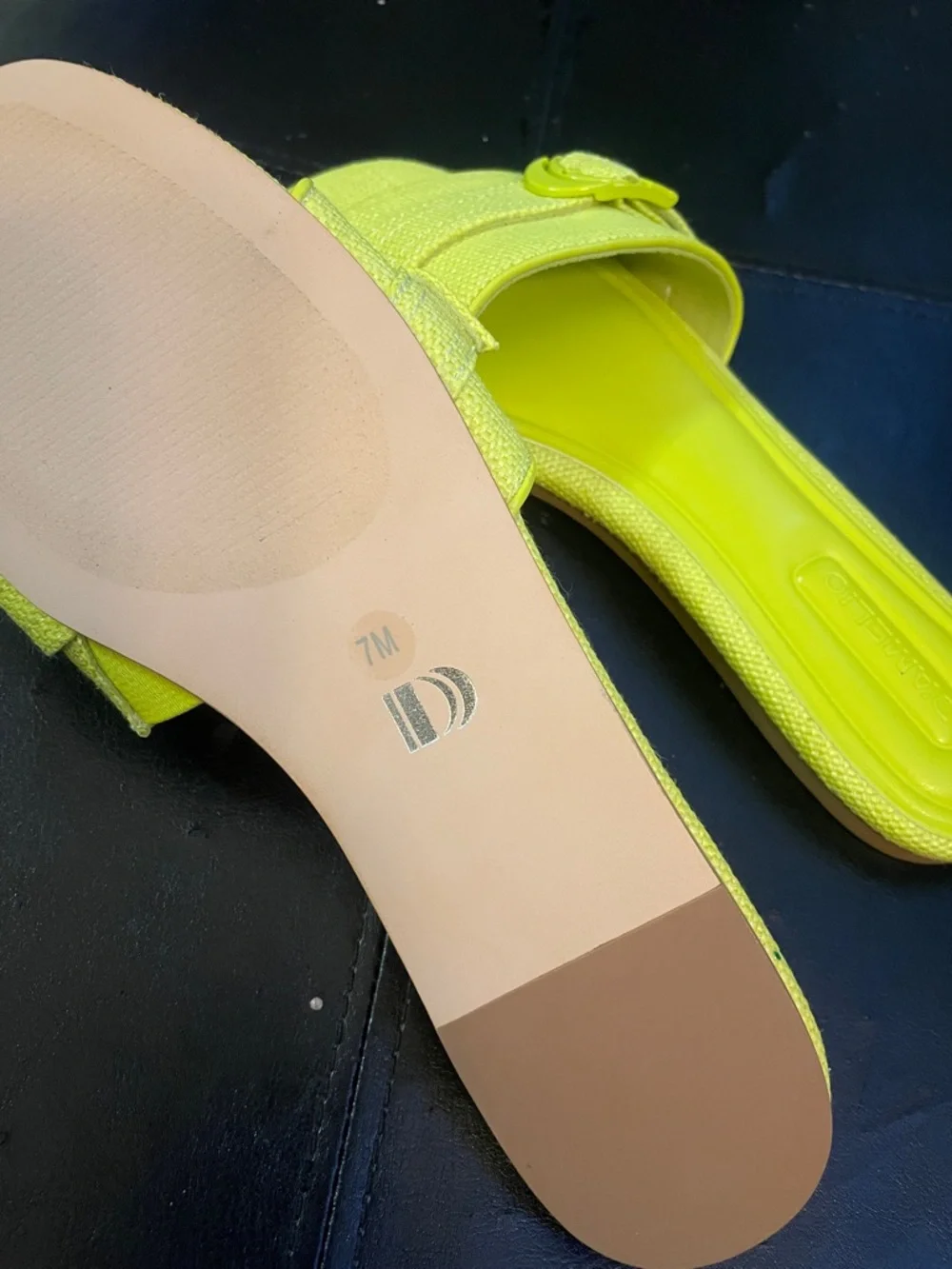 Delicious Bright Yellow Slide Mules with Buckle Detail - Picture 2 of 2